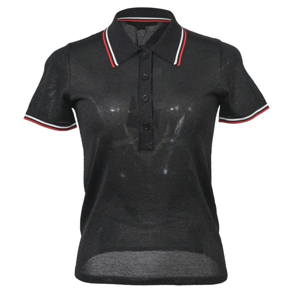 Alexander Wang Semi-Sheer Knit Polo Shirt in Black Viscose